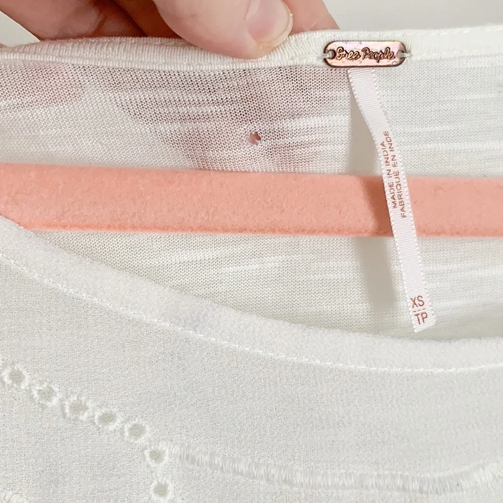 Free People White Embroidered Flowy Top